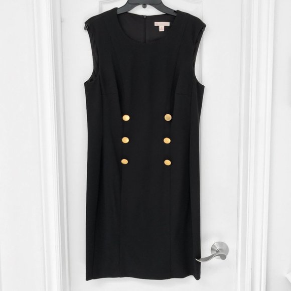 Nautical Style Dress with Gold Button Front - Picture 1 of 8